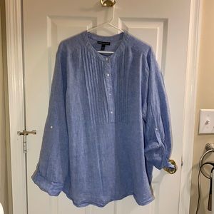 Lane Bryant Linen Pintuck Blouse 22/24